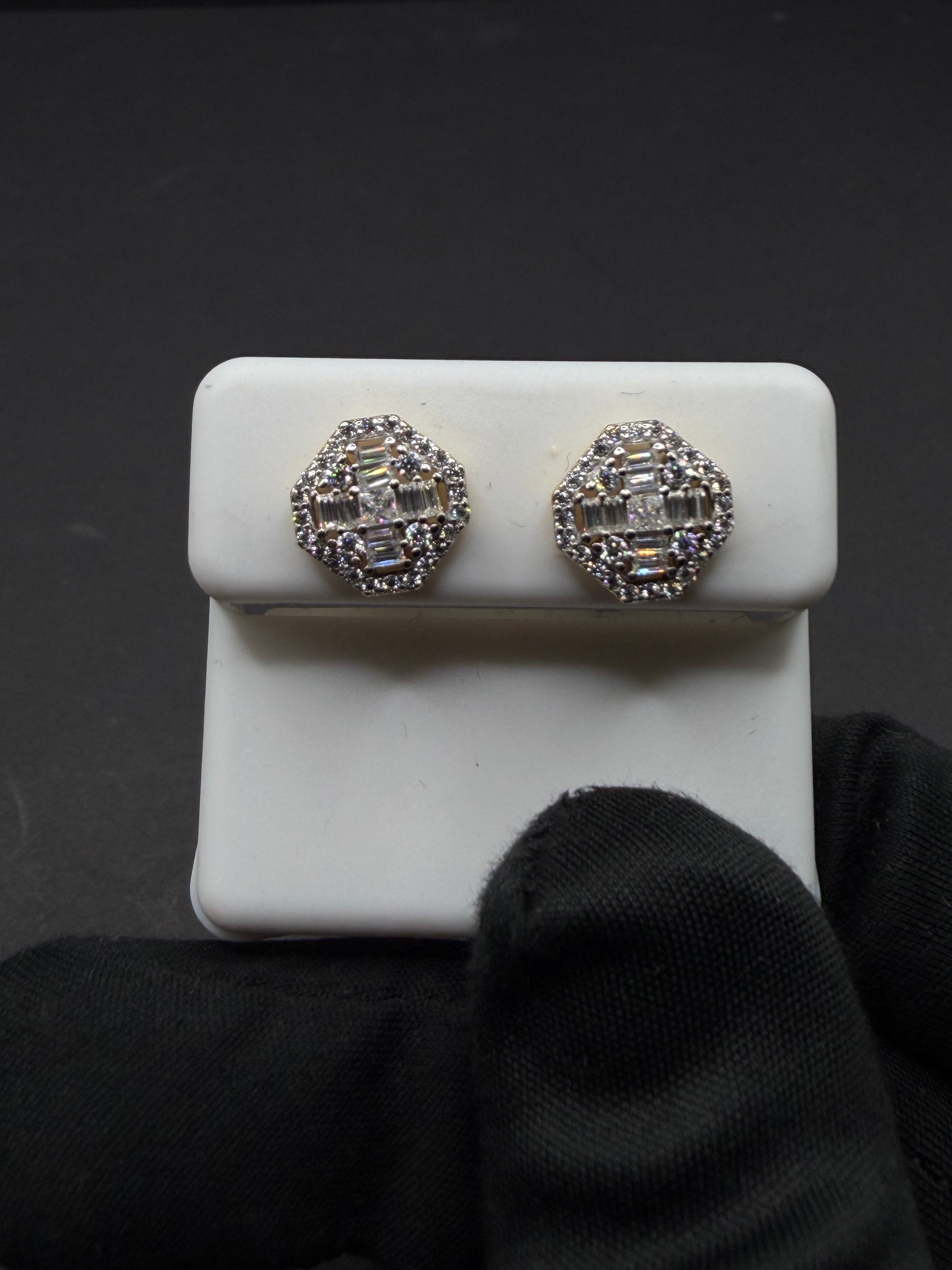 Gold Baguette Cross Earring's