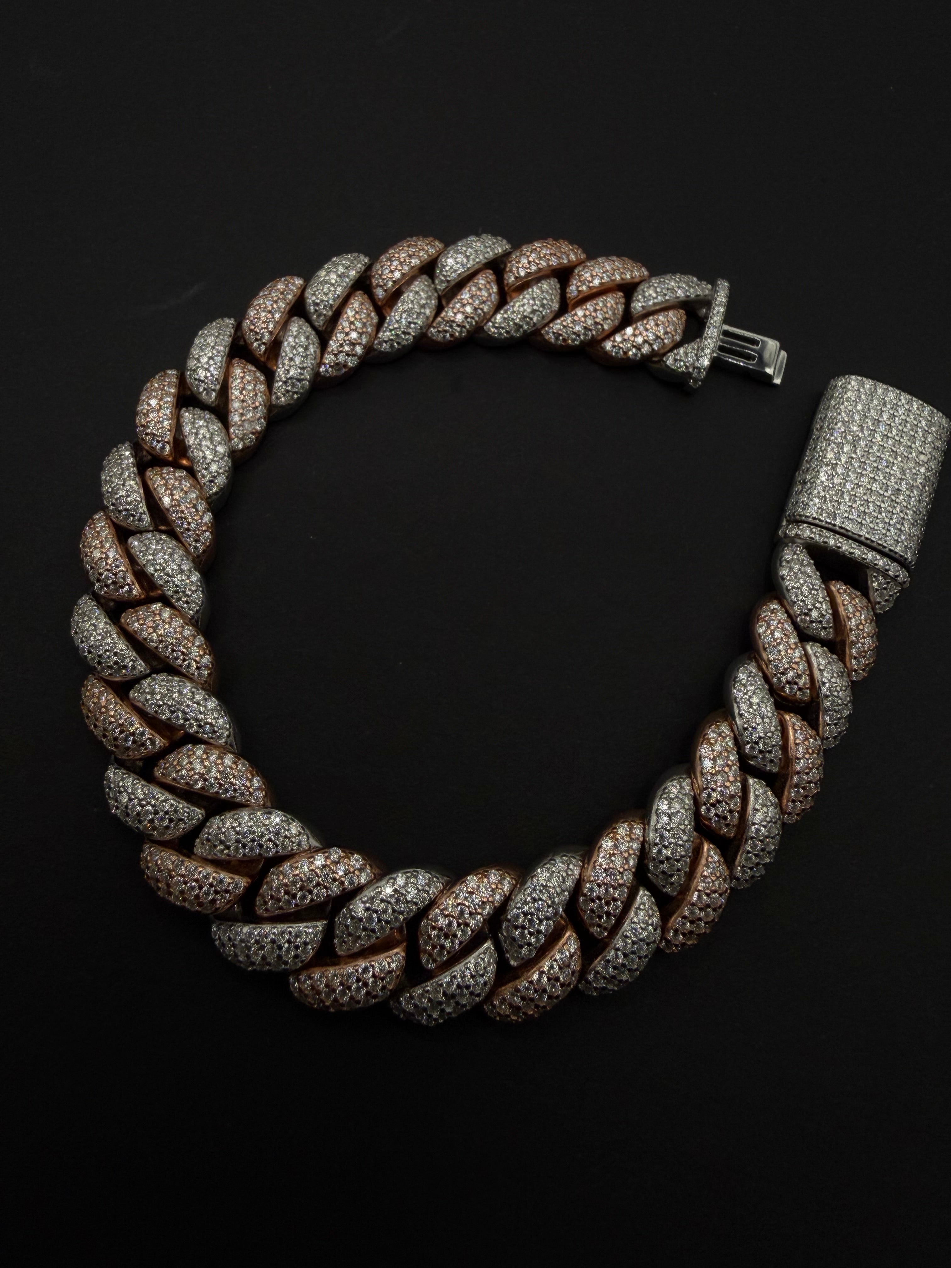 8mm two tone Rose Cuban Bracelet